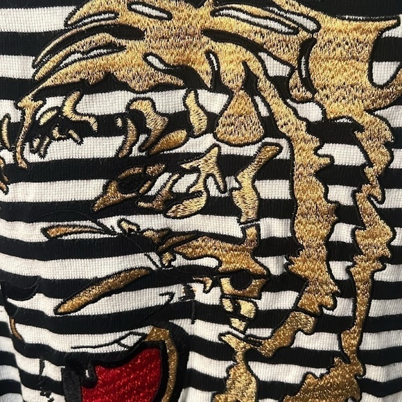 ZARA Striped Tiger Embroidery Sweater in Black and White SZ S Sailor core - Picture 6 of 7